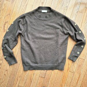 Altar’d State Brown Knit Sweater Faux Button Sleeve Detail Size Small